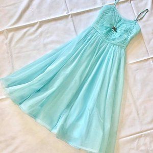 Blue Tea Length Chiffon Georgina Chapman Dress